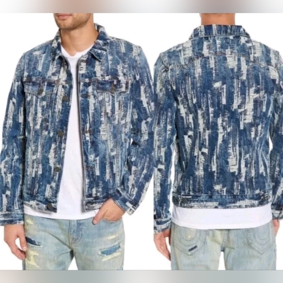 TRUE RELIGION Men's Danny Distressed Ripped Denim Jean Jacket Shredded SP - Picture 2 of 12